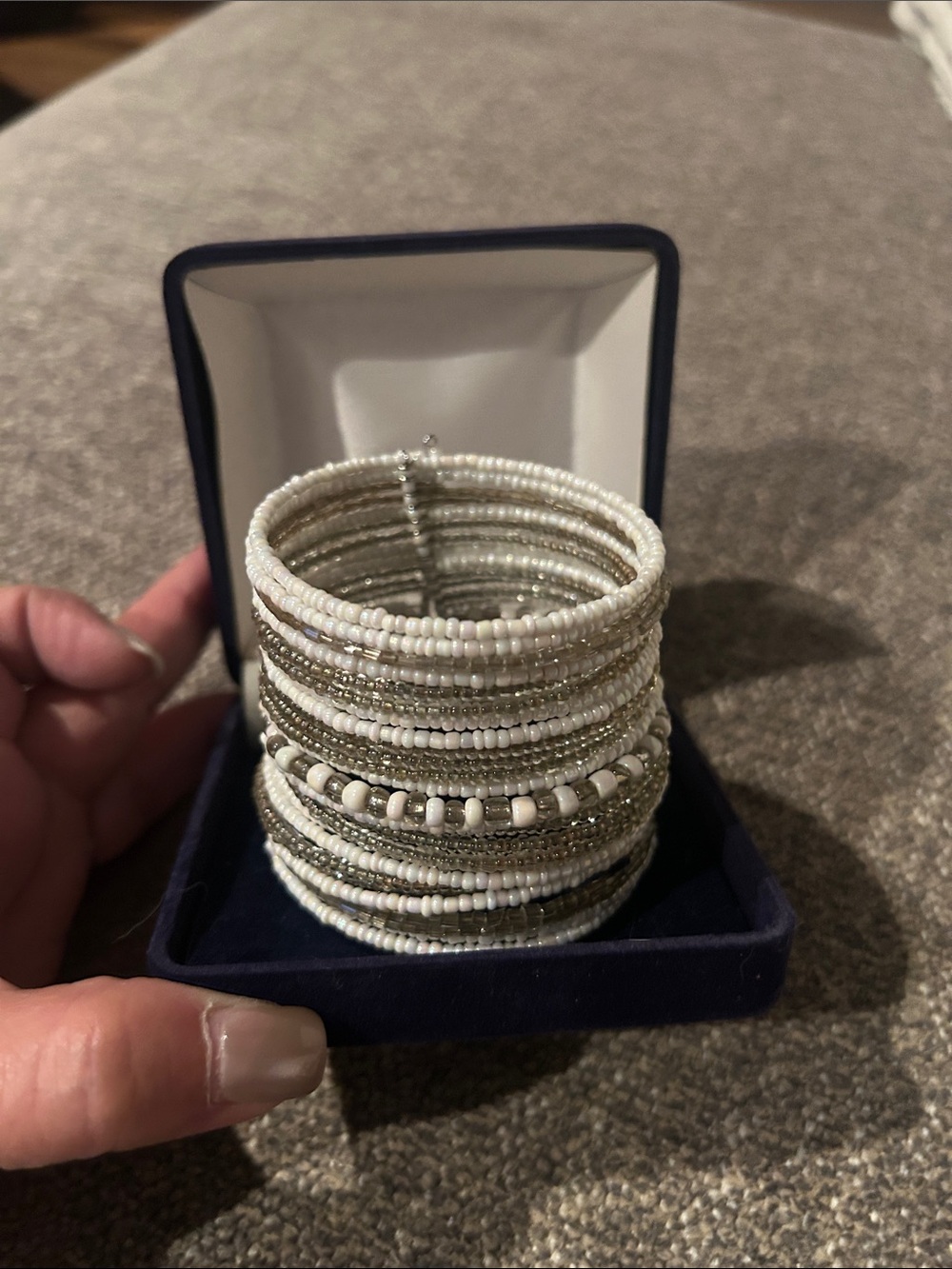 White and Silver Beaded Multi-Strand Wrap Bracelet - Women Jewelry